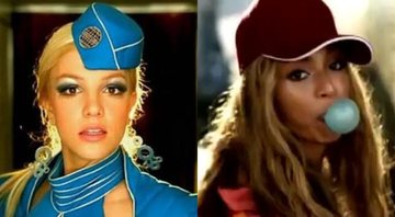 Britney Spears em cena do clipe de "Toxic" (Foto: Reprodução / YouTube) e Beyoncé em cena do clipe de "Crazy in Love" (Foto: Reprodução / YouTube)