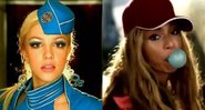Britney Spears em cena do clipe de "Toxic" (Foto: Reprodução / YouTube) e Beyoncé em cena do clipe de "Crazy in Love" (Foto: Reprodução / YouTube)