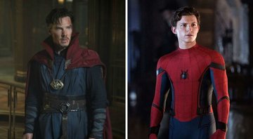 None - Benedict Cumberbatch em Doutor Estranho (foto: Reprodução/ Marvel) e Tom Holland em Homem-Aranha: Longe de Casa (Foto: Reprodução/Disney)