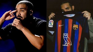 Drake (Foto: Kevin Winter/Getty Images) e camisa do Barcelona (Foto: Reprodução/Instagram)