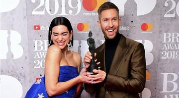 Dua Lipa e Calvin Harris no Brit Awards 2019 (Foto:Press Association/AP Images)