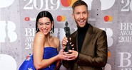 Dua Lipa e Calvin Harris no Brit Awards 2019 (Foto:Press Association/AP Images)