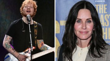 Ed Sheeran (Foto: Kevin Winter/Getty Images for iHeartMedia) e Courteney Cox (Foto: Jean Baptiste Lacroix/Getty Images)