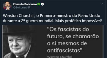 Imagem Frase sobre antifascista compartilhada por família Bolsonaro não é de Winston Churchill, nem de Saramago - ou de ninguém conhecido