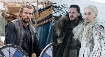 Elenco de Vikings: Valhalla (Foto: Divulgação / Netflix) | Kit Harington e Emilia Clarke em Game of Thrones (Foto: Divulgação / HBO)