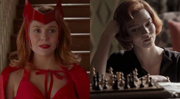 None - Elizabeth Olsen como Wanda no episódio "Um Halloween Assustadoramente Inédito" (Foto: Reprodução) e Anya Taylor-Joy em O Gambito da Rainha (Foto: Reprodução)