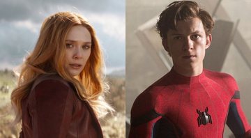 Elizabeth Olsen como Feiticeira Escarlate (Foto: Reprodução) e Tom Holland em Homem-Aranha: De Volta ao Lar (Foto: Reprodução/ Marvel)