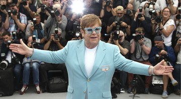 Elton John em Cannes, na estreia de Rocketman (Foto:Joel C Ryan/Invision/AP)