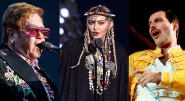 Elton John, Madonna, Freddie Mercury (Foto 1: Valentin Flauraud/AP | Foto 2: Chris Pizzello/AP | Foto 3: Marco Arndt/AP)