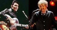Montagem de Elvis Presley(Divulgação/NBC) e Bob Dylan (Chris Pizzello/AP)