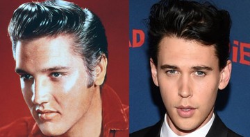 Elvis Presley e Austin Butler (Foto 1: Divulgação | Foto 2: Evan Agostini/Invision/AP)