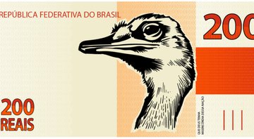 Meme da nota de 200 reais estampada com a Ema do Palácio do Planalto (foto: reprodução/ Twitter - @crisvector)