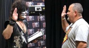 Eric Singer, baterista do Kiss, fazendo juramento em Houston. (Foto: reprodução)