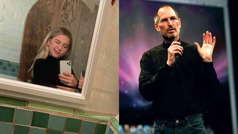 Eve Jobs (Foto: Reprodução/ Instagram/ @evejobs) e seu pai, Steve Jobs (Foto: Getty Images)
