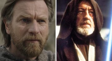Ewan McGregor como Obi-Wan Kenobi (Foto: Reprodução/Disney+) e Alec Guiness como Obi-Wan em Star Wars: Uma Nova Esperança (Foto: Reprodução/Lucasfilm)