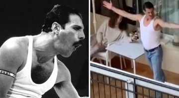 Freddie Mercury, do Queen, em 1985 (Foto: Mark Allen / AP Photo) e cover do cantor (Foto: Reprodução/YouTube)
