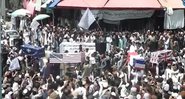 "Funeral" realizado por talibãs no Afeganistão após a saída das tropas norte-americanas (Foto: Divulgação/Zhman TV)