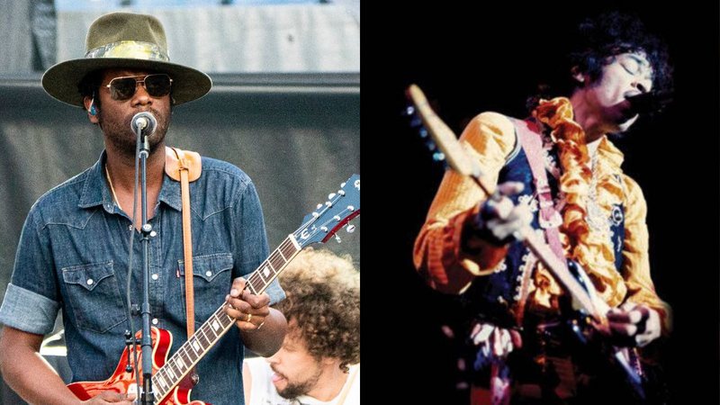 Gary Clark Jr. (Foto: Robert E.Klein / Invision / AP) e Jimi Hendrix (Christophe Geyres / USA / SIPA via AP)