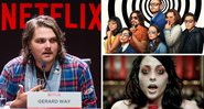 Gerard Way em São Paulo, 2018 (Foto 1: Alexandre Schneider / Getty Images for Netflix; Foto 2: Divulgação / Netflix e Foto 3: Reprodução / Helena)