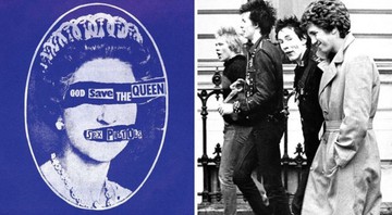 None - Capa de "God Save the Queen" à esquerda e Sex Pistols à direita (Foto 1: Reprodução e Foto 2: AP)