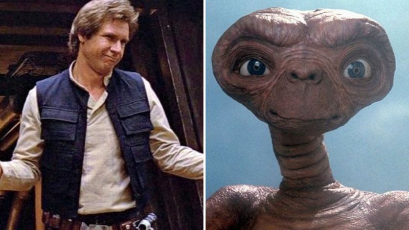 Harrison Ford como Han Solo em Star Wars (Foto: Divulgação) e E.T. O Extraterrestre (Foto: Divulgação)