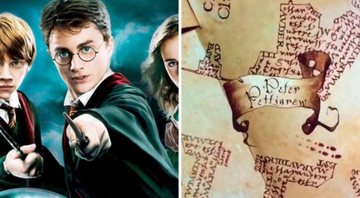 Cartaz de Harry Potter. (Warner/Divulgação) e Mapa do Maroto (Foto: Reprodução/Warner Bros.)
