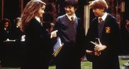 Emma Watson, Daniel Radcliffe e Rupert Grint em Harry Potter e A Pedra Filosofal (Foto: Reprodução)