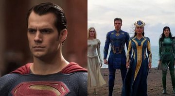 None - Henry Cavill como Superman (Foto: Reprodução/IMDb) e Os Eternos (Foto: Reprodução/Marvel)