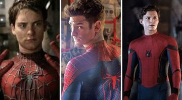None - Tobey Maguire como Homem-Aranha (Foto: Reprodução), Andrew Garfield como Homem-Aranha (Foto: Reprodução/Sony) e Tom Holland como Homem-Aranha (Foto: Jay Maidment/Divulgação)