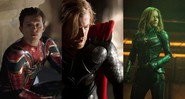 Tom Holland como Homem-Aranha, Chris Hemsworth comoThor e Brie Larson como Capitã Marvel (Foto: Divulgação)
