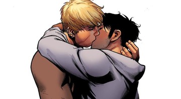 None - Hulkling e Wiccano se beijam (Foto: Twitter/Reprodução)