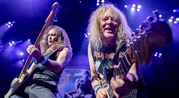 Steve Harris e Janick Gers do Iron Maiden (Foto: Amy Harris/AP)