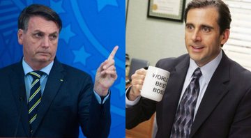 None - Jair Bolsonaro (foto: Andressa Anholete/ Getty Images) e Steve Carell como Michael Scott em The Office (Foto: Reprodução/ Comedy Central)
