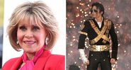 Jane Fonda (Foto: Jordan Strauss/ Invision/ AP) e Michael Jackson no Superbowl (foto: Getty Images/ George Rose)