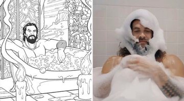 None - Desenho do Jason Momoa (Foto: Reprodução/Amazon) e o ator em uma postagem do Instagram (Foto: Reprodução/Instagram)