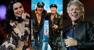 Montagem com Jessie J (Foto: AP Images), Scorpions (Divulgação) e Bon Jovi (Ricardo Matsukawa/ Mercury Concerts)