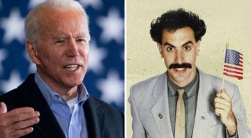 None - Joe Biden (Foto: Drew Angerer/Getty Images) e Borat: Fita de Cinema Seguinte (Foto: Reprodução/Amazon Prime Video)