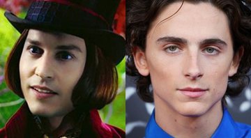None - Johnny Depp como Willy Wonka (Foto: Reprodução) e Timothée Chalamet (Foto: Lisa Maree Williams/Getty Images)