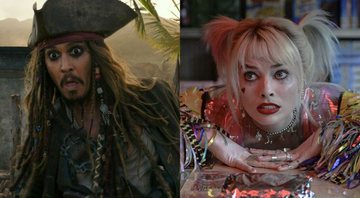Johnny Depp em Piratas do Caribe e Margot Robbie em Aves de Rapina (Fotos: Reprodução)