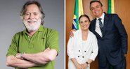 Jose de Abreu (esq.) e Regina Duarte com Jair Bolsonaro (dir.) (Foto 1: Globo/Raquel Cunha e Foto 2: Reprodução / Instagram)