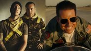 Josh Dun e Tyler Joseph  (Foto: Divulgação / Twenty One Pilots / Brad Heaton) e Tom Cruise em Top Gun: Maverick (Foto: Reprodução)