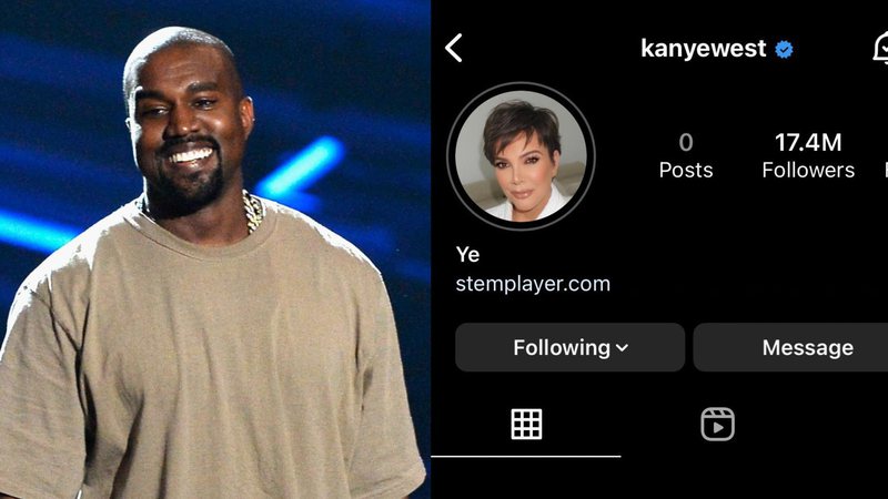 Kanye West (Foto: Kevork Djansezian / Correspondente) e perfil do cantor no Instagram (Foto: Reprodução/Instagram)