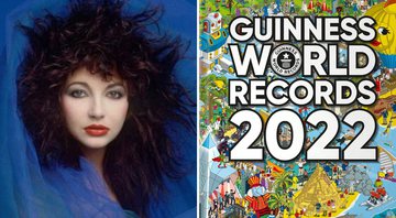 Kate Bush (Foto: Reprodução) e capa do Guinness World Records 2022 (Foto: Divulgação)