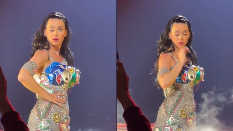 Katy Perry não consegue abrir um olho durante show e preocupa fãs (Foto: reprodução / Twitter)