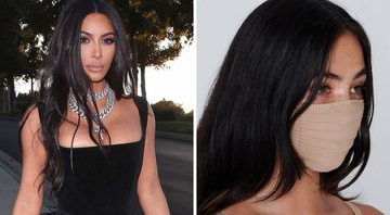 Kim Kardashian (Foto: Reprodução/Instagram) e máscara da Skims (Foto: Reprodução/Instagram)
