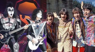 None - Gene Simmons, Thommy Thayer e Paul Stanley (Foto:Sebastian Willnow/ Picture Alliance/ DPA/AP Images)/ Magical Mystery Tour, dos Beatles (Foto: Divulgação/Apple Films)
