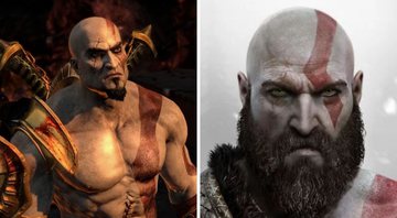 None - Kratos em God of War (Foto: Reprodução/Sony Santa Monica) e reboot da franquia (Foto: Reprodução/Sony Santa Monica)
