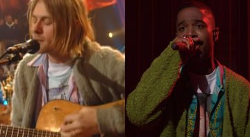 None - Kurt Cobain em MTV Unppluged (Foto: Reprodução) e Kid Cudi (Foto: Reprodução /Youtube)