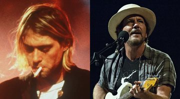 None - Kurt Cobain e Eddie Vedder (Foto 1: AP Images/ Foto 2: Amy Harris / Invision / AP)