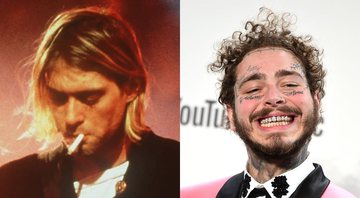 None - Kurt Cobain e Post Malone (Foto 1: Reprodução/ Foto 2: Jordan Strauss / Invision / AP)